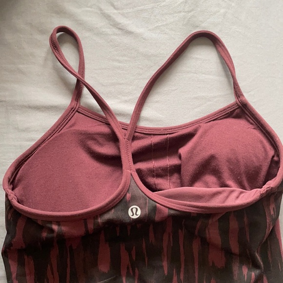 Lululemon Power Y Tank Maroon Camo Slim Fit Racer Back Long Build In Bra Top - Picture 11 of 14